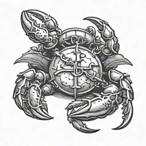 2 Inch Anchor Withh A Crab And Lobster Inside Representing