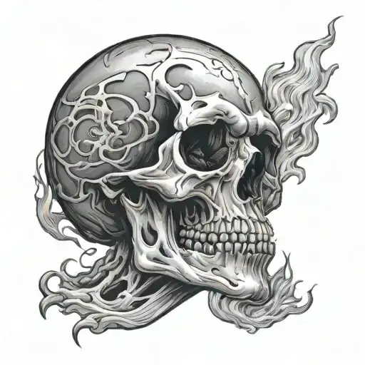 Skull In Pain Suffering Burning With Darkness
