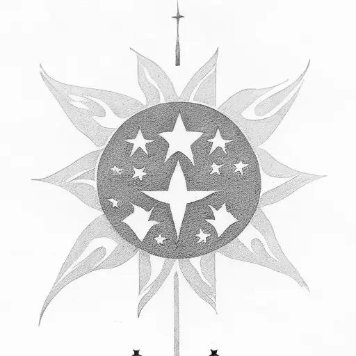 Philippines Sun And 3 Stars With Clouds