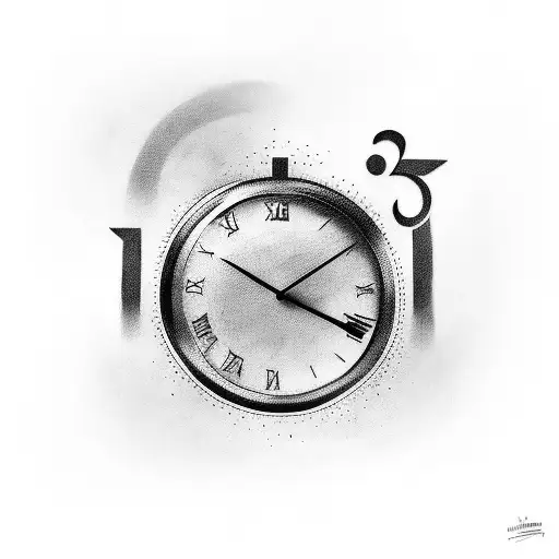 A Tattoo Of A Clock With The Number 208 As The Time
