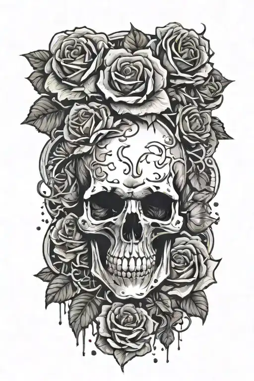 Skull Bleeding With Roses
