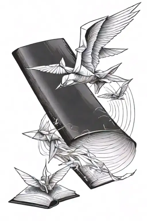 Book Opening With Paper Airplane And Origami Crane Flying Out