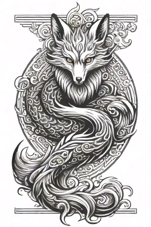 Japanese Nine Tailed Fox Full Body