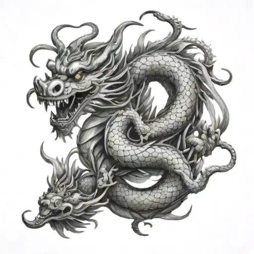 Chinese Dragon Fighting A Thai Dragon