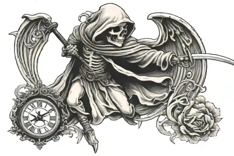 Grim Reaper Shooting Cupid