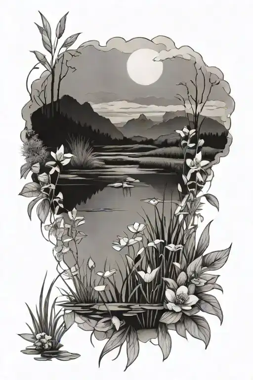 Floral Wetland Landscape