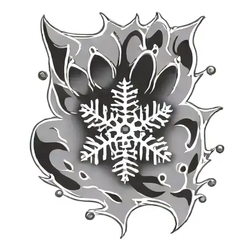 Cat Paw Print Snowflake Inside