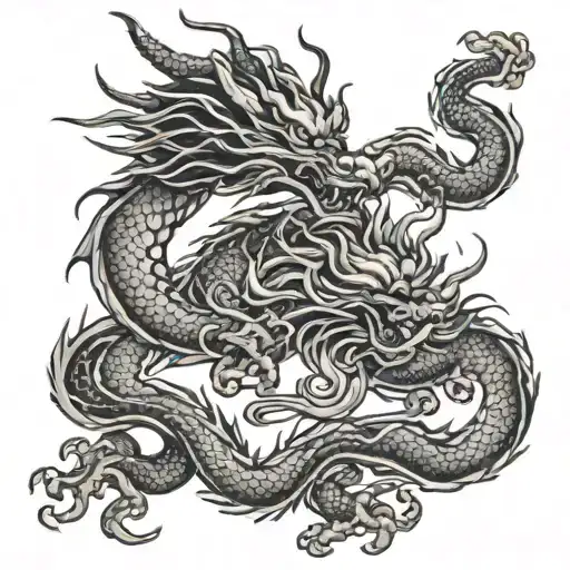 Chinese Dragon Fighting Thai Dragon