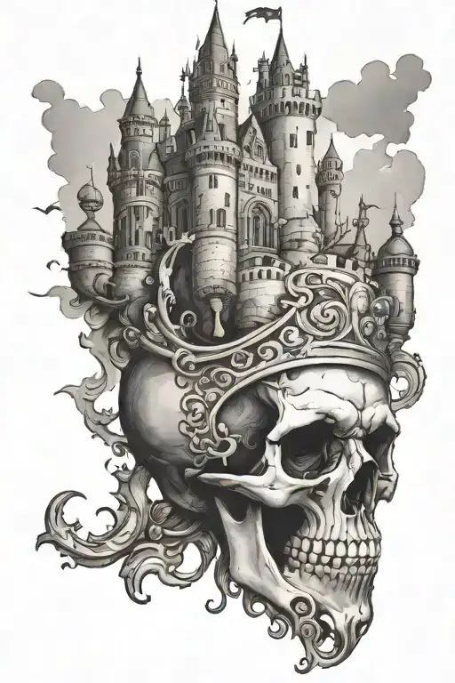 Upside Down Skull Under A Castle