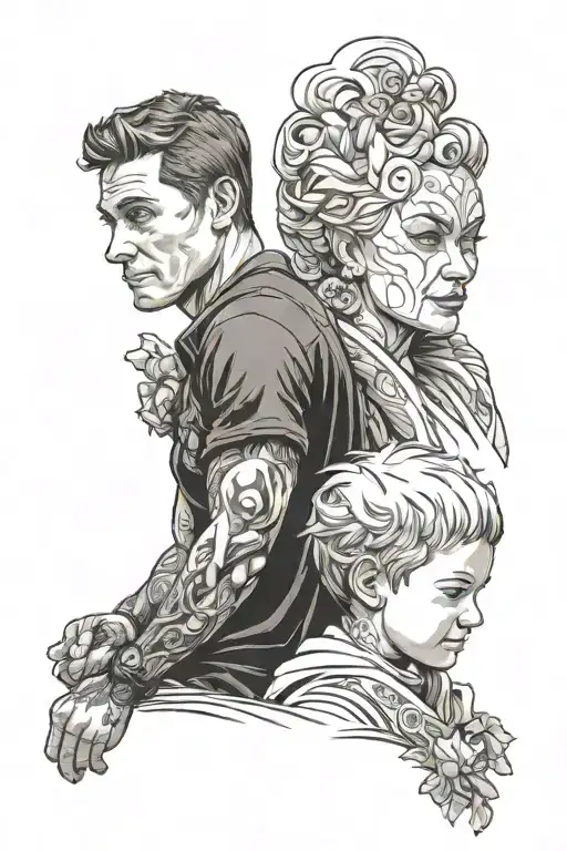 Mother And Son Looking