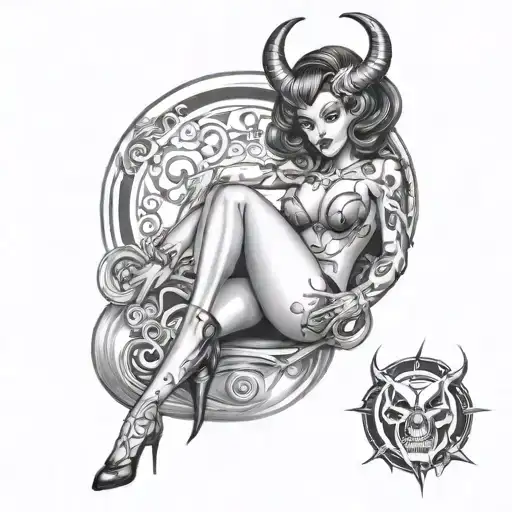 Demon Full Body Pinup Girl