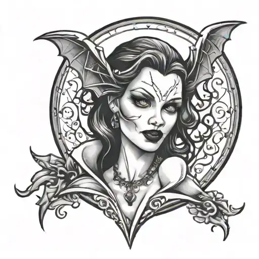 A Portrait Of A Gothic Female Vampire Smiling In A Seductive Way