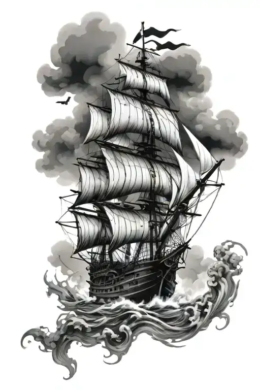 Pirate Ship In A Storm Into Map