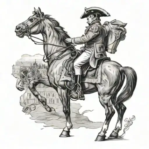 Napoleon Bonaparte Sits On His Horse In The Rear