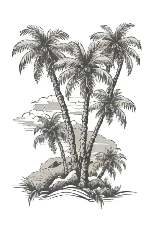 Palm Tree And Monterrey Pine Tree