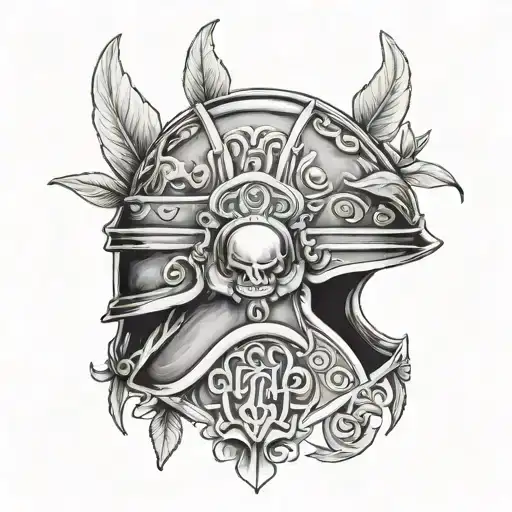 Roman Helmet With Lillies And Olive Branches And Celtic Bands