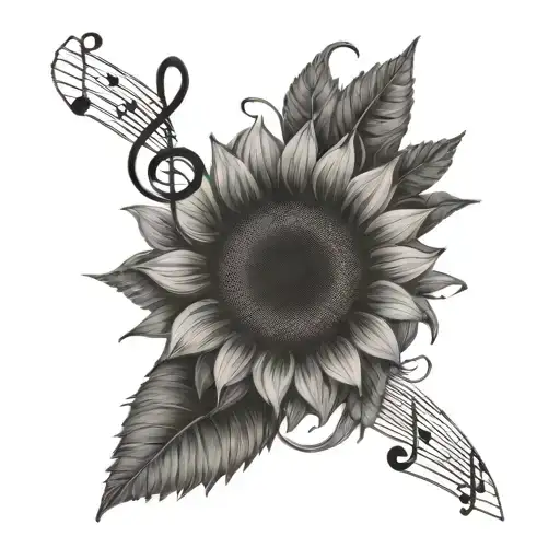 A Sunflower With Music Notes As The Petals And A Small Tribute To Mom Hidden Within The Design