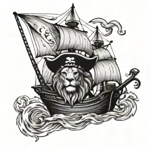Pirate Ship With Lion Figurehead