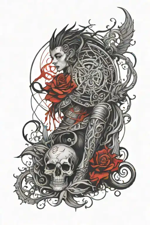 Dark Fantasy Theme With Minimal Color Red Thigh