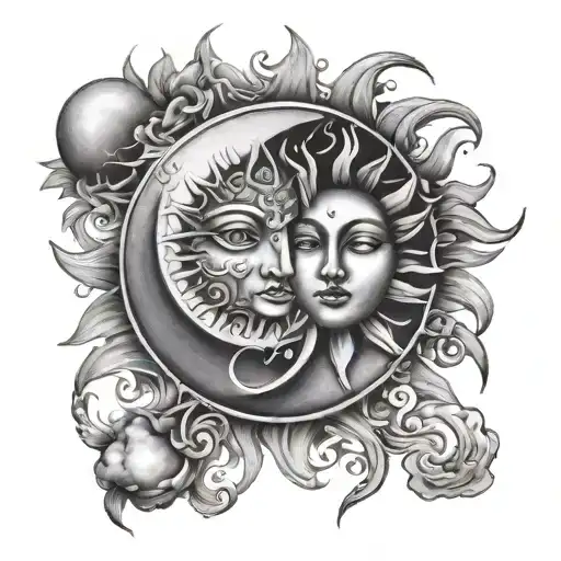 Sun And Moon Merging Together