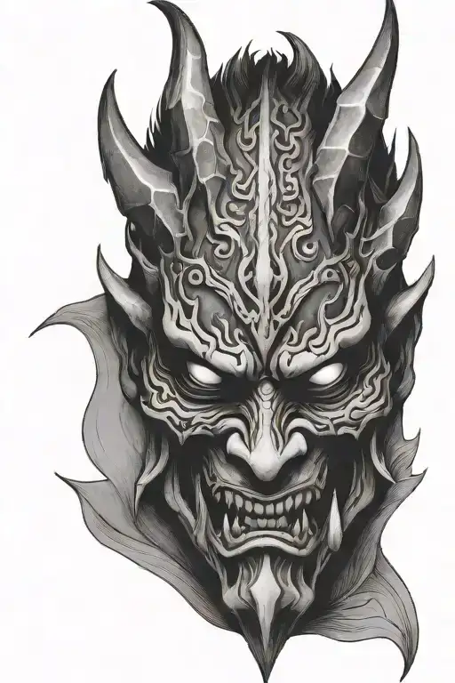 Half Oni Demon Mask