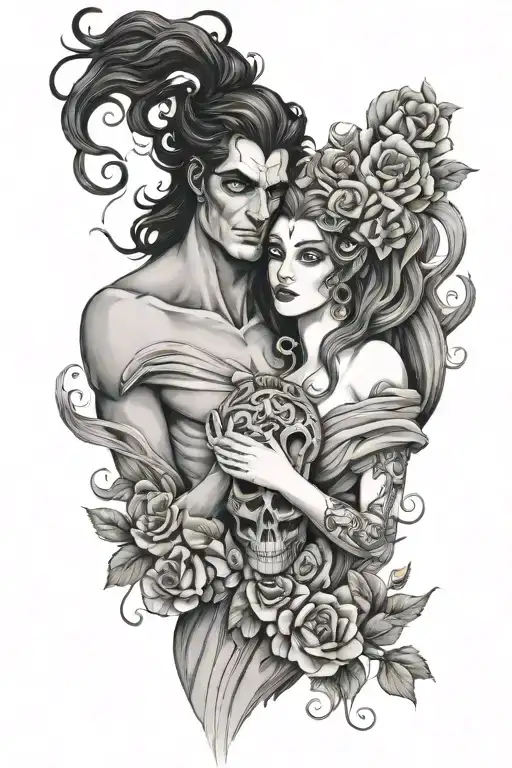 Hades Persephone Posing Together In Love