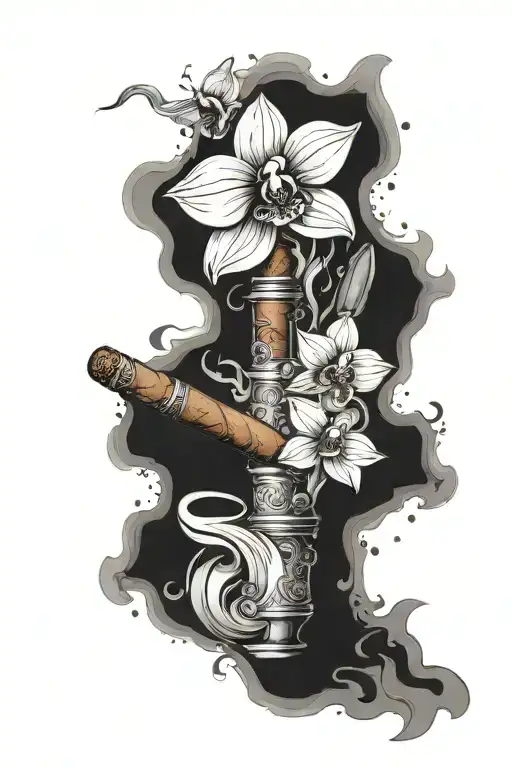 A Cigar And The Smoke Turning Into Orchid