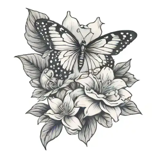 Flower With Butterfly's And A Frog