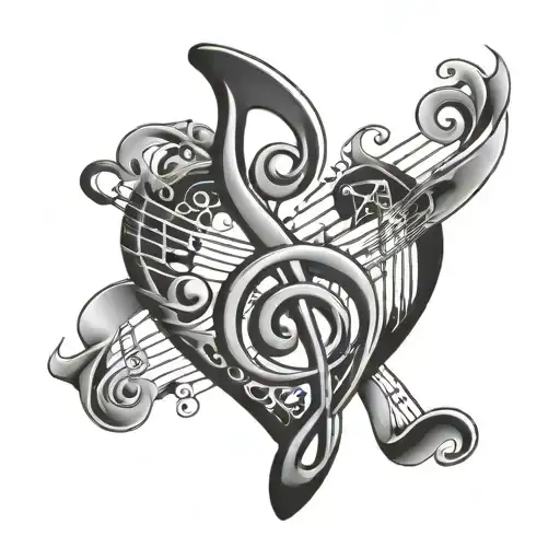 Music Notes In A Heart Intertwined