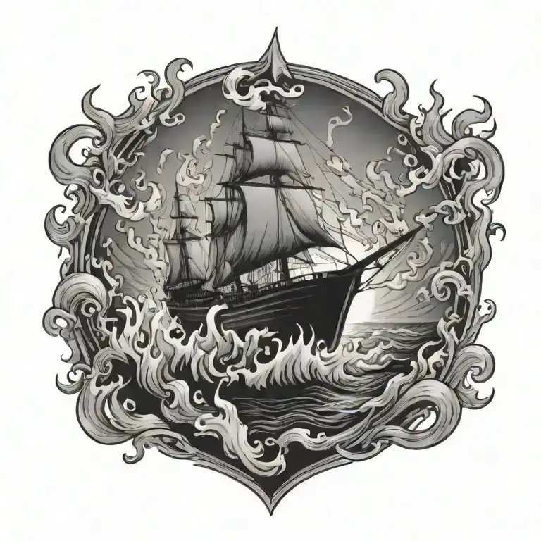 A Boat Engulfed In Flames