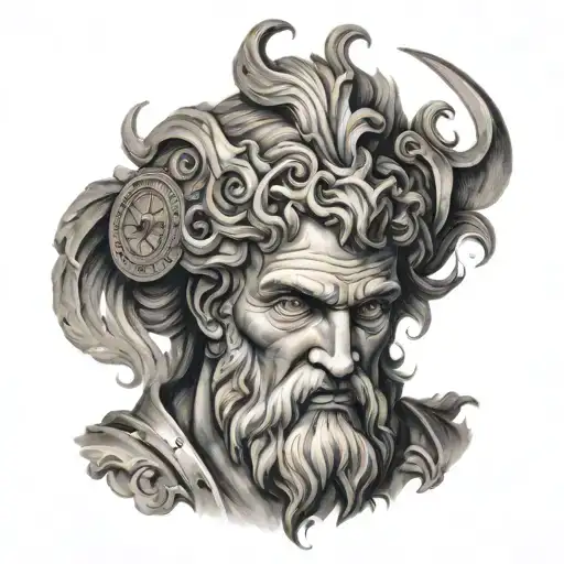 Zeus Face With Roman Clock Face