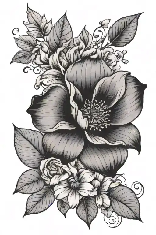 Floral Design Covering From Shoulder To Front Arm Colorless Minimal Elegant