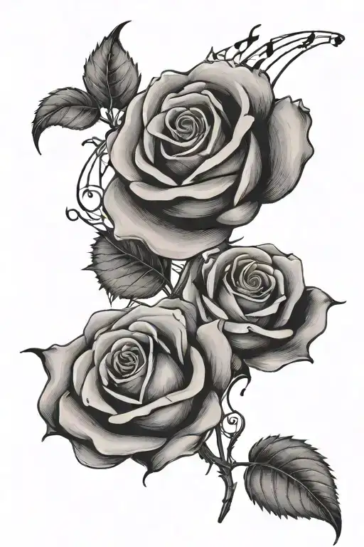 A Rose With Music Notes Intertwined In The Petals