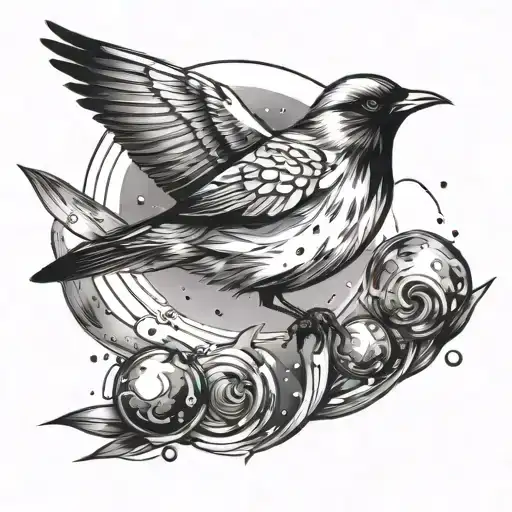 Space And Bird Flying