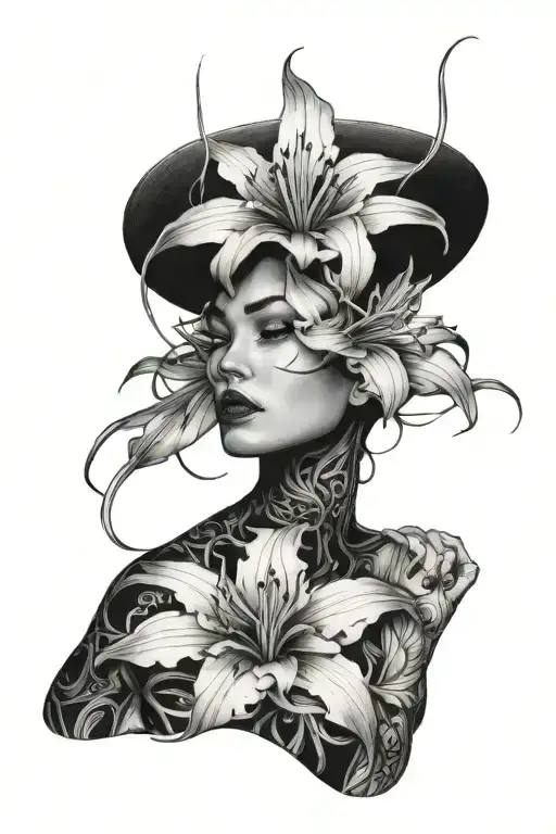 A Woman With A Spider Lily Dress Looking