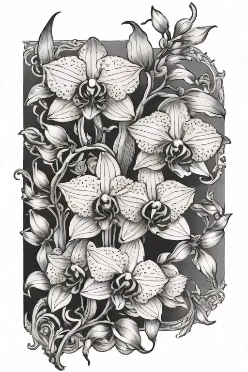 Orchids Wrapping Up Around Two Edged Sword