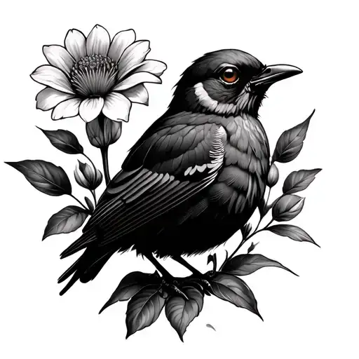 Dead Bird With A Flower Blooming Flowers Growing