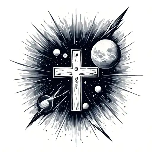 Cross With Space Theme