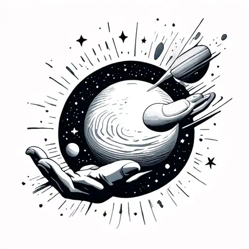 Gods Hand Reaching Down And His Fingerprint Is Stars And Planets In Outer Space