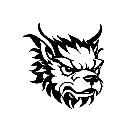 Foo Dog Head And Shadows In The Background