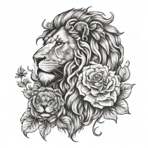 Duality Lion Children Face Flower