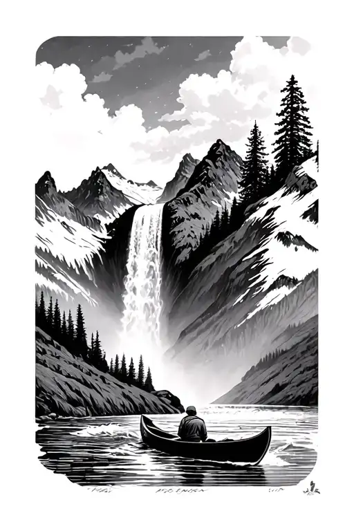 Mountain Waterfall Canoe