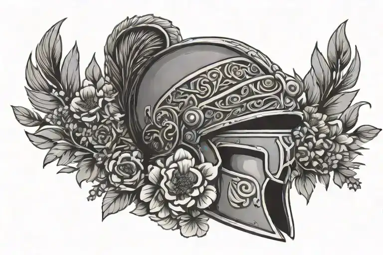 Roman Helmet Surround By Wattle Flowers And Banner