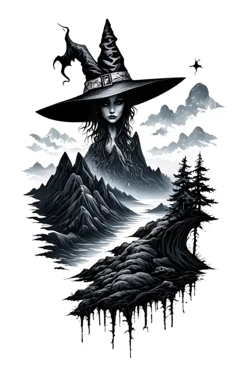 Witchy Mountains Galaxy Nature Dark