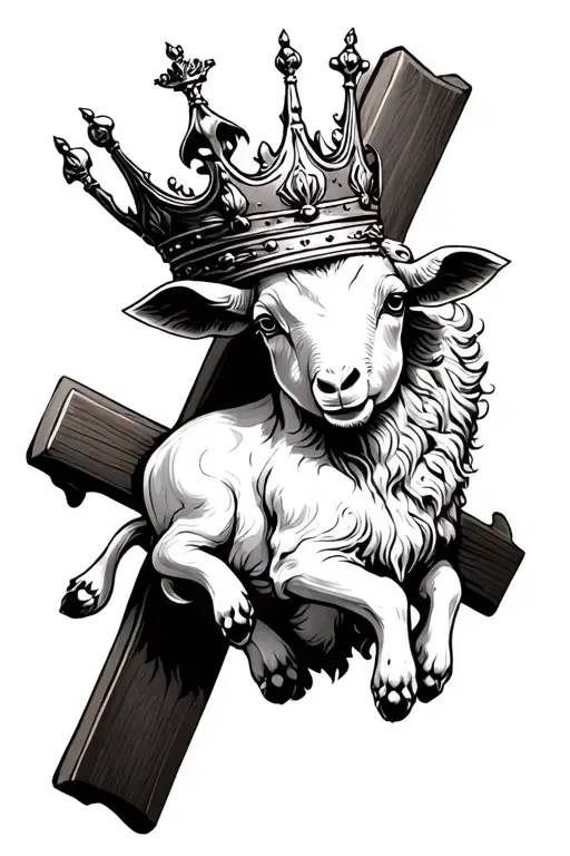 Lamb With Crown On A Cross