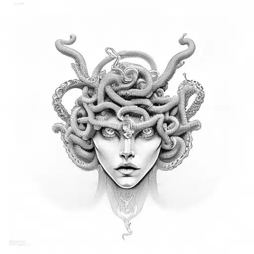 Medusa Women Head Gold Yellow Eyes Side Look