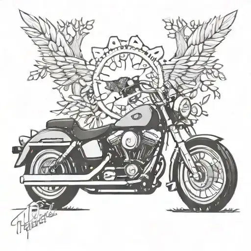 A Harley Davidson Motorcycle Riding Through A Mystical Forest Filled With Hope And Unity Symbols