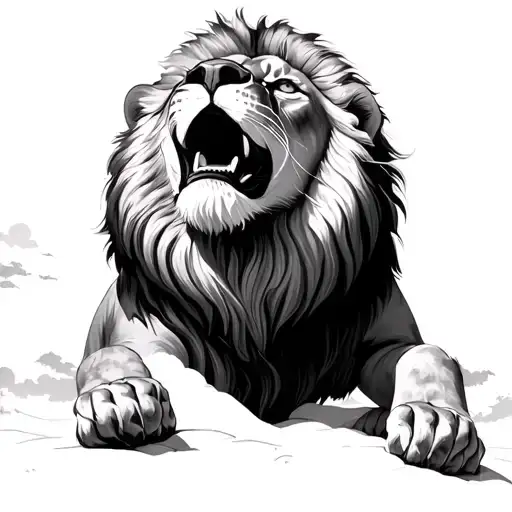 Lion Looking Up In The Sky