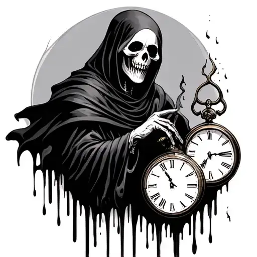 Grim Reaper With Melting Clocks