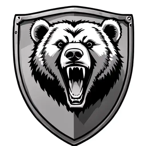 Roaring Bear Head On A Shield